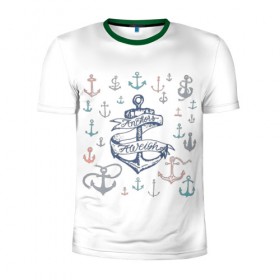 Мужская футболка 3D спортивная с принтом Anchors away в Санкт-Петербурге, 100% полиэстер с улучшенными характеристиками | приталенный силуэт, круглая горловина, широкие плечи, сужается к линии бедра | 
