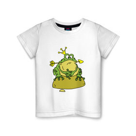 Детская футболка хлопок с принтом Царевна лягушка в Санкт-Петербурге, 100% хлопок | круглый вырез горловины, полуприлегающий силуэт, длина до линии бедер | Тематика изображения на принте: сказка | стрела