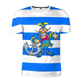 Мужская футболка 3D спортивная с принтом Капитан Баклан в Санкт-Петербурге, 100% полиэстер с улучшенными характеристиками | приталенный силуэт, круглая горловина, широкие плечи, сужается к линии бедра | anchor | captain | pirate | sailor | treasure island | капитан | моряк | остров сокровищ | пират | якорь