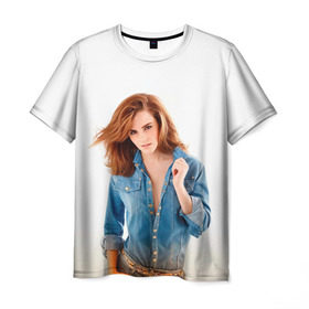 Мужская футболка 3D с принтом Emma Watson в Санкт-Петербурге, 100% полиэфир | прямой крой, круглый вырез горловины, длина до линии бедер | знаменитости