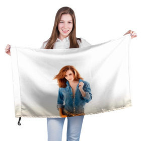 Флаг 3D с принтом Emma Watson в Санкт-Петербурге, 100% полиэстер | плотность ткани — 95 г/м2, размер — 67 х 109 см. Принт наносится с одной стороны | Тематика изображения на принте: знаменитости