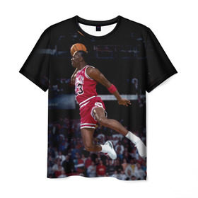 Мужская футболка 3D с принтом Michael Jordan в Санкт-Петербурге, 100% полиэфир | прямой крой, круглый вырез горловины, длина до линии бедер | Тематика изображения на принте: michael jordan | баскетбол | майкл джордан | нба