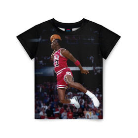 Детская футболка 3D с принтом Michael Jordan в Санкт-Петербурге, 100% гипоаллергенный полиэфир | прямой крой, круглый вырез горловины, длина до линии бедер, чуть спущенное плечо, ткань немного тянется | michael jordan | баскетбол | майкл джордан | нба