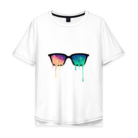 Мужская футболка хлопок Oversize с принтом Абстрактные очки в Санкт-Петербурге, 100% хлопок | свободный крой, круглый ворот, “спинка” длиннее передней части | 