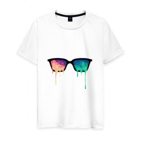 Мужская футболка хлопок с принтом Абстрактные очки в Санкт-Петербурге, 100% хлопок | прямой крой, круглый вырез горловины, длина до линии бедер, слегка спущенное плечо. | 