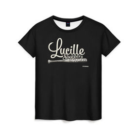 Женская футболка 3D с принтом Lucille Sluggers 4 в Санкт-Петербурге, 100% полиэфир ( синтетическое хлопкоподобное полотно) | прямой крой, круглый вырез горловины, длина до линии бедер | the walking dead | бита | зомби | ниган | ужасы | ходячие