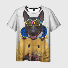 Мужская футболка 3D с принтом Bulldog`s friend 6 в Санкт-Петербурге, 100% полиэфир | прямой крой, круглый вырез горловины, длина до линии бедер | bulldog blogger | tecuaniventura | блоггер | бульдог | бульдог блоггер | животные | карамелька | собаки