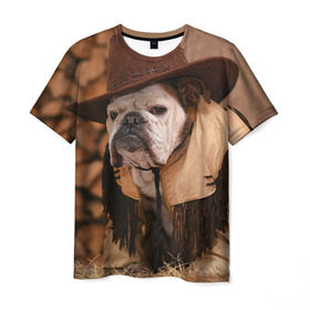 Мужская футболка 3D с принтом Bulldog 6 в Санкт-Петербурге, 100% полиэфир | прямой крой, круглый вырез горловины, длина до линии бедер | bulldog blogger | tecuaniventura | блоггер | бульдог | бульдог блоггер | животные | карамелька | собаки