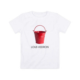 Детская футболка хлопок с принтом LOUS VEDRON в Санкт-Петербурге, 100% хлопок | круглый вырез горловины, полуприлегающий силуэт, длина до линии бедер | louis vuetton | lous vedron | антибренд | бренд | луи витон | пародии