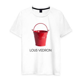 Мужская футболка хлопок с принтом LOUS VEDRON в Санкт-Петербурге, 100% хлопок | прямой крой, круглый вырез горловины, длина до линии бедер, слегка спущенное плечо. | louis vuetton | lous vedron | антибренд | бренд | луи витон | пародии