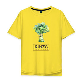 Мужская футболка хлопок Oversize с принтом KINZA в Санкт-Петербурге, 100% хлопок | свободный крой, круглый ворот, “спинка” длиннее передней части | Тематика изображения на принте: kenzo | kinza | антибренд | бренд | кензо | кинза | пародии