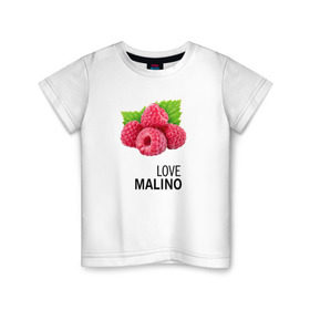 Детская футболка хлопок с принтом LOVE MALINO в Санкт-Петербурге, 100% хлопок | круглый вырез горловины, полуприлегающий силуэт, длина до линии бедер | love moschino | антибренд | бренд | лав малино | лав москино | малино | пародии