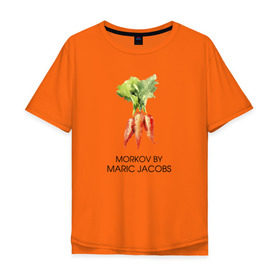 Мужская футболка хлопок Oversize с принтом MORKOV BY MARIC JACOBS в Санкт-Петербурге, 100% хлопок | свободный крой, круглый ворот, “спинка” длиннее передней части | jacobs mark | morkov | антибренд | бренд | пародии