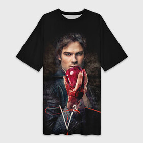 Платье-футболка 3D с принтом Дневники вампира 12 в Санкт-Петербурге,  |  | the vampire diaries | вампир | вампиры | деймон | дневники вампира | древнейшие | дэймон | дэймон сальваторе | елега гилберт | елена | сальваторе | стефан | стефан сальваторе | стэфан