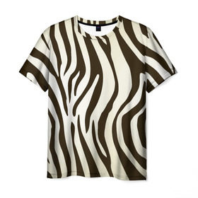 Мужская футболка 3D с принтом Шкура зебры в Санкт-Петербурге, 100% полиэфир | прямой крой, круглый вырез горловины, длина до линии бедер | африка | животные | звери | зебра | фауна