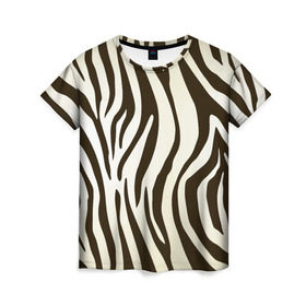 Женская футболка 3D с принтом Шкура зебры в Санкт-Петербурге, 100% полиэфир ( синтетическое хлопкоподобное полотно) | прямой крой, круглый вырез горловины, длина до линии бедер | Тематика изображения на принте: африка | животные | звери | зебра | фауна