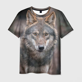 Мужская футболка 3D с принтом Wolf в Санкт-Петербурге, 100% полиэфир | прямой крой, круглый вырез горловины, длина до линии бедер | зверь | лес