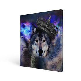 Холст квадратный с принтом King Wolf в Санкт-Петербурге, 100% ПВХ |  | животное | зверь | космос | природа волк | русь | славяне