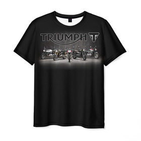 Мужская футболка 3D с принтом Triumph 5 в Санкт-Петербурге, 100% полиэфир | прямой крой, круглый вырез горловины, длина до линии бедер | Тематика изображения на принте: moto | triumph | мотоцикл | мотоциклы | триумф