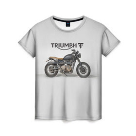 Женская футболка 3D с принтом Triumph 2 в Санкт-Петербурге, 100% полиэфир ( синтетическое хлопкоподобное полотно) | прямой крой, круглый вырез горловины, длина до линии бедер | moto | triumph | мотоцикл | мотоциклы | триумф