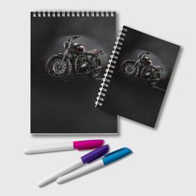 Блокнот с принтом Triumph 1 в Санкт-Петербурге, 100% бумага | 48 листов, плотность листов — 60 г/м2, плотность картонной обложки — 250 г/м2. Листы скреплены удобной пружинной спиралью. Цвет линий — светло-серый
 | moto | triumph | мотоцикл | мотоциклы | триумф