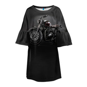 Детское платье 3D с принтом Triumph 1 в Санкт-Петербурге, 100% полиэстер | прямой силуэт, чуть расширенный к низу. Круглая горловина, на рукавах — воланы | Тематика изображения на принте: moto | triumph | мотоцикл | мотоциклы | триумф