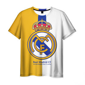 Мужская футболка 3D с принтом Real Madrid CF в Санкт-Петербурге, 100% полиэфир | прямой крой, круглый вырез горловины, длина до линии бедер | Тематика изображения на принте: football | испания | клуб | мадрид | реал | фк | футбольный