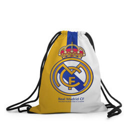 Рюкзак-мешок 3D с принтом Real Madrid CF в Санкт-Петербурге, 100% полиэстер | плотность ткани — 200 г/м2, размер — 35 х 45 см; лямки — толстые шнурки, застежка на шнуровке, без карманов и подкладки | football | испания | клуб | мадрид | реал | фк | футбольный