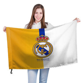 Флаг 3D с принтом Real Madrid CF в Санкт-Петербурге, 100% полиэстер | плотность ткани — 95 г/м2, размер — 67 х 109 см. Принт наносится с одной стороны | football | испания | клуб | мадрид | реал | фк | футбольный
