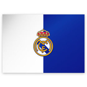 Поздравительная открытка с принтом Real Madrid в Санкт-Петербурге, 100% бумага | плотность бумаги 280 г/м2, матовая, на обратной стороне линовка и место для марки
 | Тематика изображения на принте: football | испания | клуб | мадрид | реал | фк | футбольный