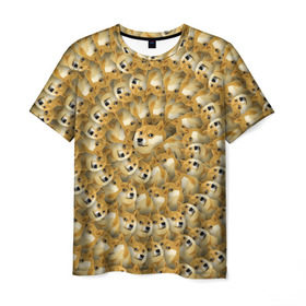 Мужская футболка 3D с принтом Фрактал из Doge в Санкт-Петербурге, 100% полиэфир | прямой крой, круглый вырез горловины, длина до линии бедер | мем | собака | хаски