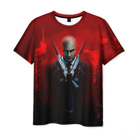 Мужская футболка 3D с принтом Hitman в Санкт-Петербурге, 100% полиэфир | прямой крой, круглый вырез горловины, длина до линии бедер | agent | hitman | агент 47 | хитмэн