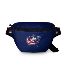 Поясная сумка 3D с принтом Columbus Blue Jackets в Санкт-Петербурге, 100% полиэстер | плотная ткань, ремень с регулируемой длиной, внутри несколько карманов для мелочей, основное отделение и карман с обратной стороны сумки застегиваются на молнию | columbus blue jackets | hockey | nhl | нхл | хоккей