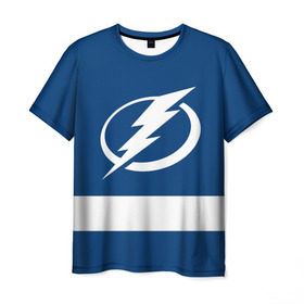 Мужская футболка 3D с принтом Tampa Bay Lightning в Санкт-Петербурге, 100% полиэфир | прямой крой, круглый вырез горловины, длина до линии бедер | Тематика изображения на принте: hockey | nhl | tampa bay lightning | нхл | хоккей