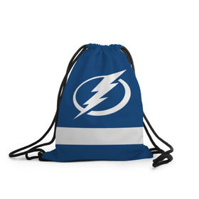 Рюкзак-мешок 3D с принтом Tampa Bay Lightning в Санкт-Петербурге, 100% полиэстер | плотность ткани — 200 г/м2, размер — 35 х 45 см; лямки — толстые шнурки, застежка на шнуровке, без карманов и подкладки | Тематика изображения на принте: hockey | nhl | tampa bay lightning | нхл | хоккей