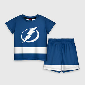 Детский костюм с шортами 3D с принтом Tampa Bay Lightning в Санкт-Петербурге,  |  | Тематика изображения на принте: hockey | nhl | tampa bay lightning | нхл | хоккей
