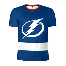 Мужская футболка 3D спортивная с принтом Tampa Bay Lightning в Санкт-Петербурге, 100% полиэстер с улучшенными характеристиками | приталенный силуэт, круглая горловина, широкие плечи, сужается к линии бедра | Тематика изображения на принте: hockey | nhl | tampa bay lightning | нхл | хоккей