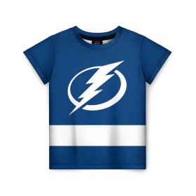 Детская футболка 3D с принтом Tampa Bay Lightning в Санкт-Петербурге, 100% гипоаллергенный полиэфир | прямой крой, круглый вырез горловины, длина до линии бедер, чуть спущенное плечо, ткань немного тянется | hockey | nhl | tampa bay lightning | нхл | хоккей