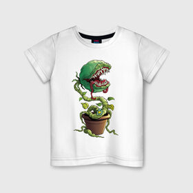 Детская футболка хлопок с принтом Plants vs zombies в Санкт-Петербурге, 100% хлопок | круглый вырез горловины, полуприлегающий силуэт, длина до линии бедер | plants | zombies