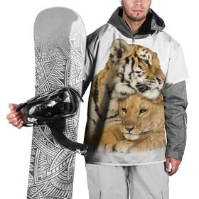 Накидка на куртку 3D с принтом Тигр и львица в Санкт-Петербурге, 100% полиэстер |  | дикие | милые | природа | тигр | яркие
