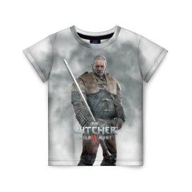 Детская футболка 3D с принтом The Witcher в Санкт-Петербурге, 100% гипоаллергенный полиэфир | прямой крой, круглый вырез горловины, длина до линии бедер, чуть спущенное плечо, ткань немного тянется | witcher | ведьмак | геральт