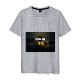 Мужская футболка хлопок с принтом Walking Dead в Санкт-Петербурге, 100% хлопок | прямой крой, круглый вырез горловины, длина до линии бедер, слегка спущенное плечо. | ходячие мертвецы