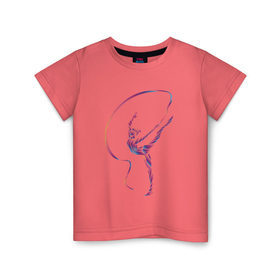 Детская футболка хлопок с принтом Гимнастка с лентой 3 в Санкт-Петербурге, 100% хлопок | круглый вырез горловины, полуприлегающий силуэт, длина до линии бедер | булавы | гимнастика | гимнастка | лента | мяч | обруч | художественная гимнастика