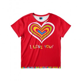 Детская футболка 3D с принтом Милое сердечко в Санкт-Петербурге, 100% гипоаллергенный полиэфир | прямой крой, круглый вырез горловины, длина до линии бедер, чуть спущенное плечо, ткань немного тянется | любовь | поцелуй | святой валентин | сердце | счастье | я люблю тебя