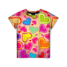 Детская футболка 3D с принтом Любовная фантазия в Санкт-Петербурге, 100% гипоаллергенный полиэфир | прямой крой, круглый вырез горловины, длина до линии бедер, чуть спущенное плечо, ткань немного тянется | любовь | поцелуй | святой валентин | сердце | счастье | я люблю тебя