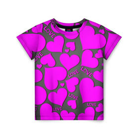 Детская футболка 3D с принтом Любовная история в Санкт-Петербурге, 100% гипоаллергенный полиэфир | прямой крой, круглый вырез горловины, длина до линии бедер, чуть спущенное плечо, ткань немного тянется | любовь | поцелуй | святой валентин | сердце | счастье | я люблю тебя