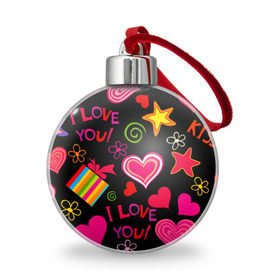 Ёлочный шар с принтом Праздник любви в Санкт-Петербурге, Пластик | Диаметр: 77 мм | любовь | поцелуй | праздник | святой валентин | сердце | счастье | я люблю тебя