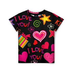 Детская футболка 3D с принтом Праздник любви в Санкт-Петербурге, 100% гипоаллергенный полиэфир | прямой крой, круглый вырез горловины, длина до линии бедер, чуть спущенное плечо, ткань немного тянется | любовь | поцелуй | праздник | святой валентин | сердце | счастье | я люблю тебя