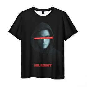 Мужская футболка 3D с принтом Mr Robot в Санкт-Петербурге, 100% полиэфир | прямой крой, круглый вырез горловины, длина до линии бедер | fsociety | mr robot | анонимус | мистер робот