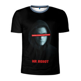 Мужская футболка 3D спортивная с принтом Mr Robot в Санкт-Петербурге, 100% полиэстер с улучшенными характеристиками | приталенный силуэт, круглая горловина, широкие плечи, сужается к линии бедра | fsociety | mr robot | анонимус | мистер робот